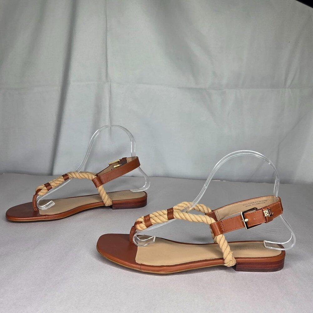 Lauren Ralph Lauren Everley Leather Thong Sandals, Size: 7 B